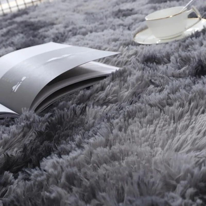 VIKAMA 1PC Silk Wool Rugs Children's Room Living Room Bedroom Tie-Dye Non-Slip Washable Machine Washable Carpet Mats