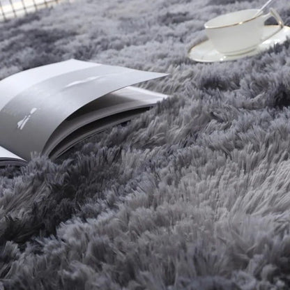 VIKAMA 1PC Silk Wool Rugs Children's Room Living Room Bedroom Tie-Dye Non-Slip Washable Machine Washable Carpet Mats