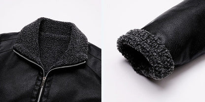 New Men's Leather Jackets Autumn Winter Slim High Quality Motorcycle PU Jacket Man Business Fleece Warm Black Leather Coats