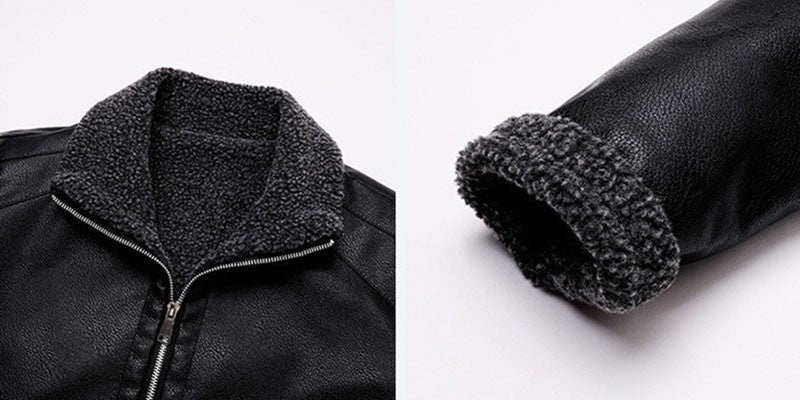 New Men's Leather Jackets Autumn Winter Slim High Quality Motorcycle PU Jacket Man Business Fleece Warm Black Leather Coats