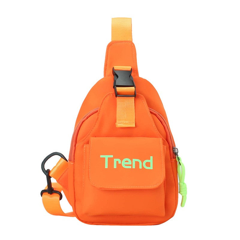 Bolsa de ombro infantil de cor lisa com letras simples, moderna, de nylon, para crianças, bolsa transversal, fofa, casual, para meninos, pochete, bolsa de mão