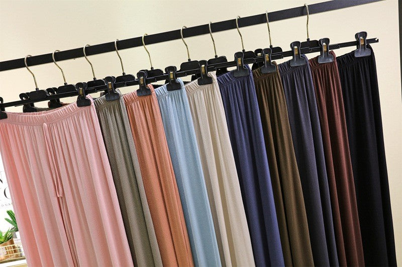 Plus size L to 6XL U-Neck Women's wide leg pants high waist Loose Long pant solid color Casual drapped trousers all match