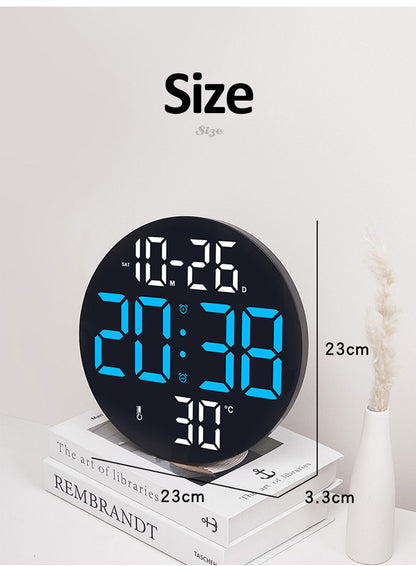 10inch LED Large Digital Wall Clock with Dual Alarms Calendar and Temperature Display Brightness Adjustable Countdown Home Clock