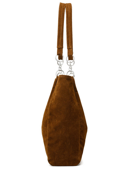 European American Autumn Winter Large Capacity Suede Women's Bag, Vintage Handbags Women Shoulder Bag, Retro Faux Suede Tote Bag