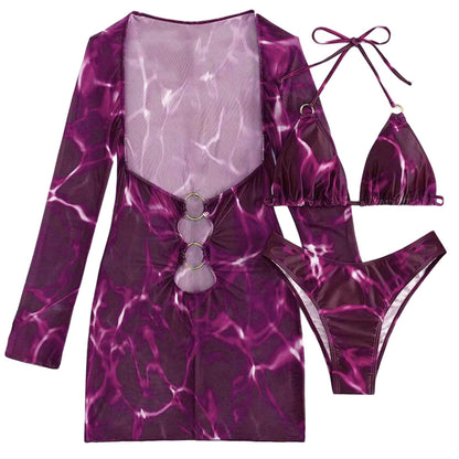 Swimwear Woman 2025 European And New 2025 Bikini Foreign Trade Swimsuit Three Piece Set Long Skirt Split Monokini ropa de mujer