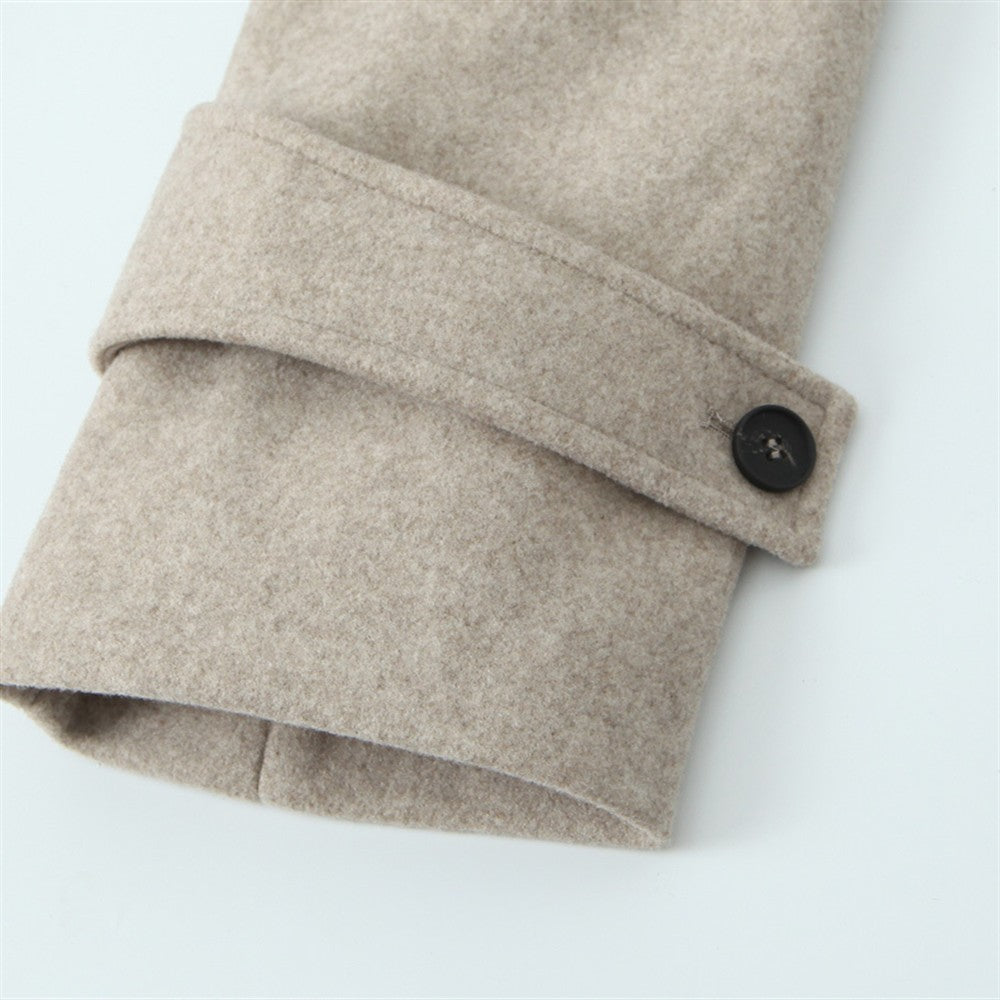 PB&ZA2024 Winter New Women's Fashion Simple Loose Warm Collar Soft Long Double breasted Woolen Coat Coat