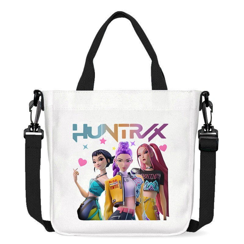 Kawaii KPop Demon Hunters Fashion Shoulder Bag Cartoon Handbag Large Capacity Crossbody Bag Portable Canvas Storage Bags Gift