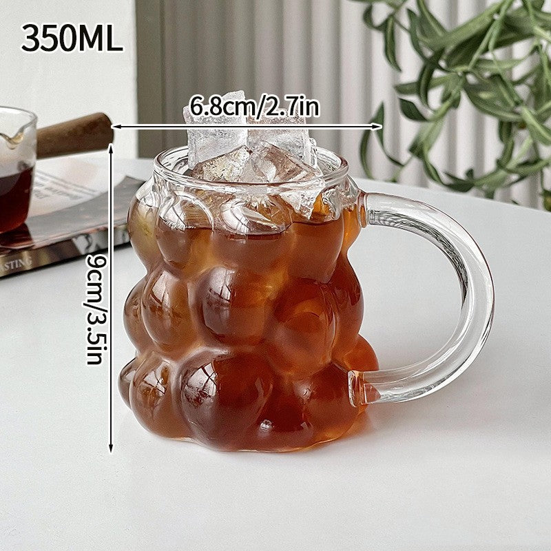 Copo de Vidro INS Copo Térmico Resistente ao Calor Transparente para Suco Leite Café Design Único Copo de Vidro Rosa 3D Copos de Água Utensílios de Bar