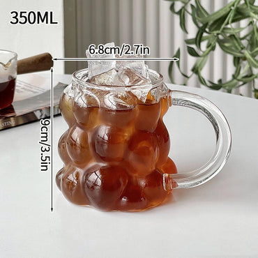 Copo de Vidro INS Copo Térmico Resistente ao Calor Transparente para Suco Leite Café Design Único Copo de Vidro Rosa 3D Copos de Água Utensílios de Bar
