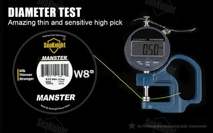 Linha de Pesca SeaKnight W8 II 300M PE, 8 Fios, Multifilamento Trançado, Revestimento Atualizado de Resina de Silicone, Pesca em Água Salgada