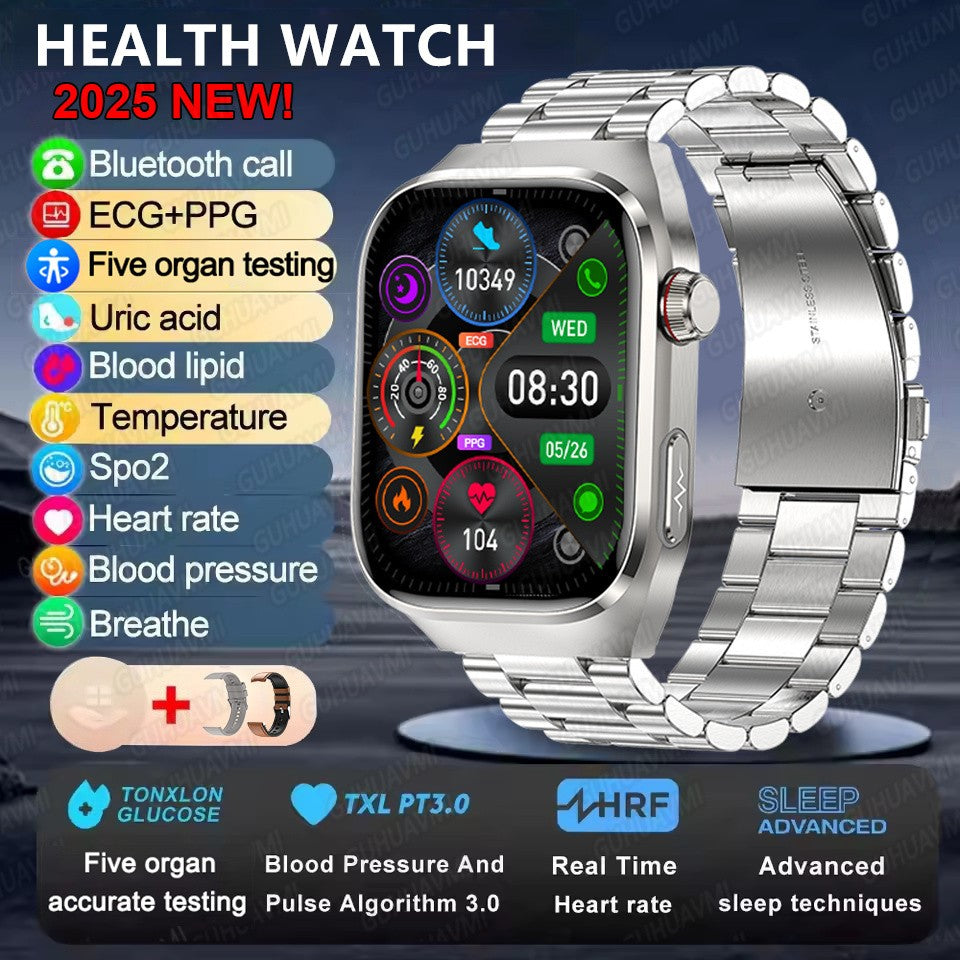 2025Novo Micro Exame Físico Smartwatch Para Homens Ácido Úrico Gordura Corporal Relógios de Saúde de Cinco Órgãos Chamada Bluetooth SmartBracelet