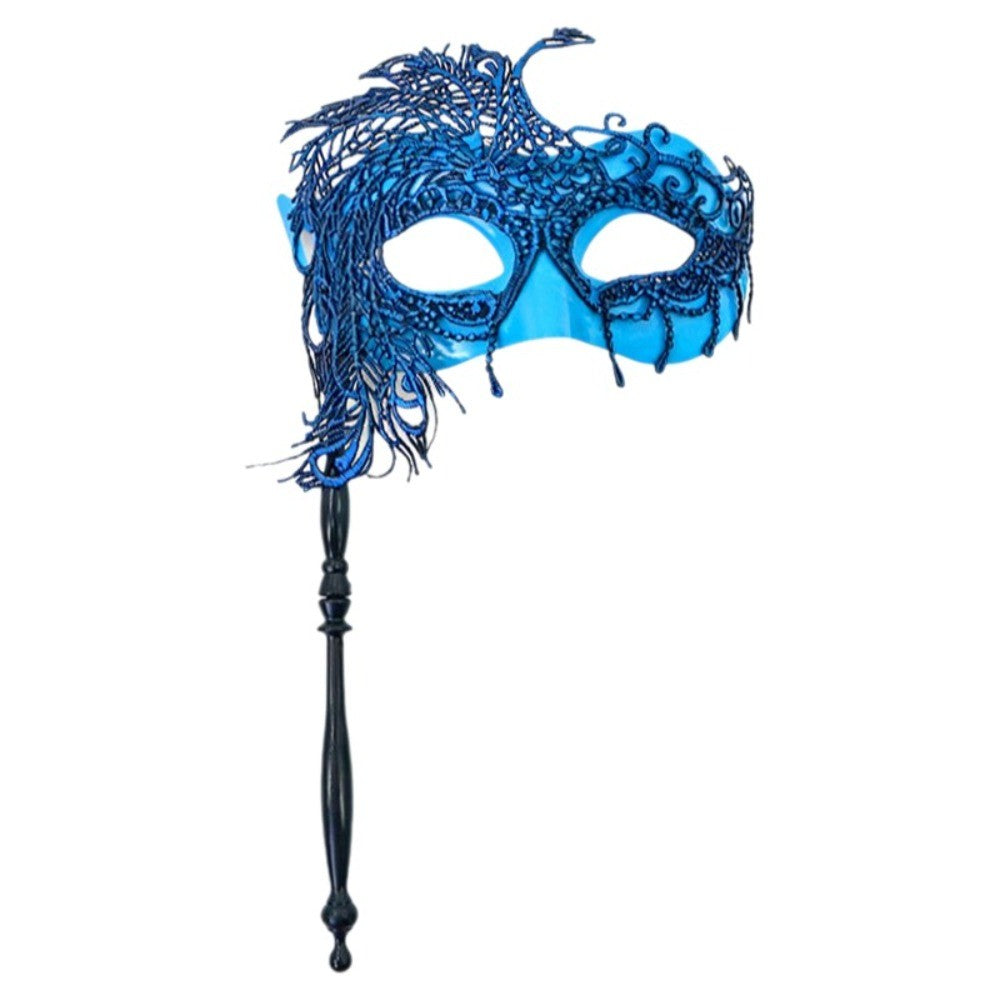 Half-face Handheld Masquerade Masks Masquerade Ball Props Carnival Party Lace Peacock Mask Costume Party Deecor with Stick
