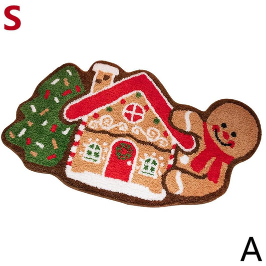 Gingerbread Kitchen Rugs Christmas Doormat Floor Mat With Gingerbread Man Non-Slip Bath Mats Doormats For Indoor Bedroom
