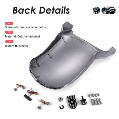 Para-lama Traseiro Curto Largo de Aço para Motocicleta Harley Softail Breakout com Luzes de Freio e Seta 2013-2017