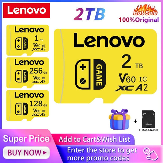 Lenovo 2TB High Speed Memory Card 1TB 512GB 256GB Class 10 4K Micro TF SD Card 1TB SD Memory Card for Nintendo Switch Phone/Ps4