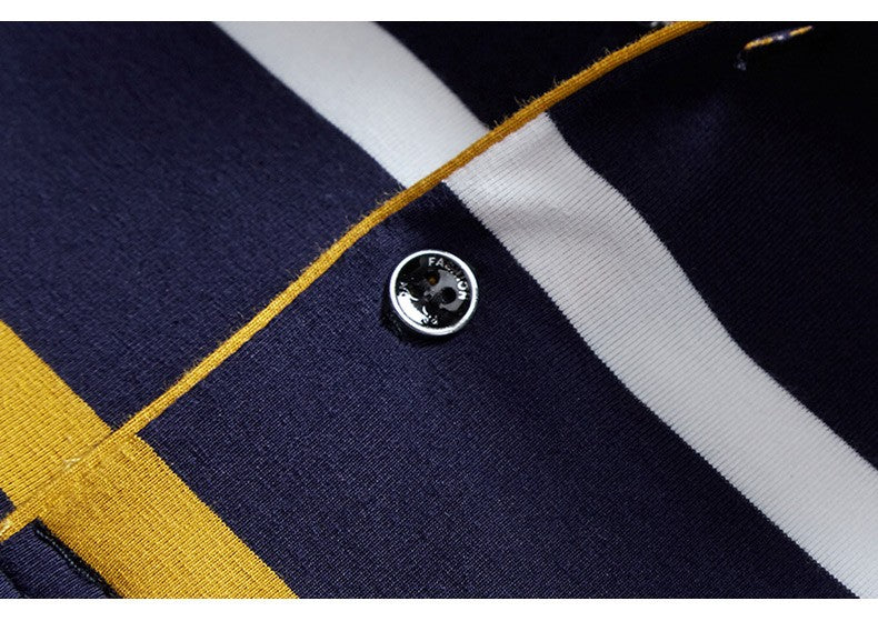 Men Business Long Sleeve Polo Shirt 2024 Spring New Fashion Stripe Embroidery Long Sleeve T-Shirt Cotton Casual Polo Shirts Men