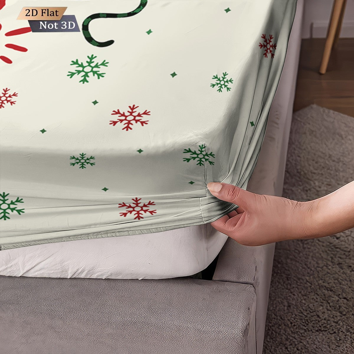 3pcs Merry Christmas Snowflake Print Coreless Bed Sheet Set, Multi Size Comfortable Bed Cover Bedroom Bedding Holiday Decoration