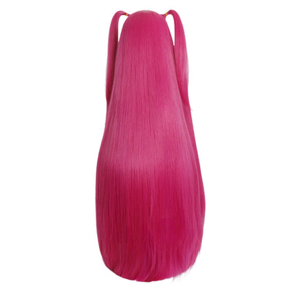 Rose Red Meio Dupla Trança Cabelo Longo Peruca Sintética | Filme Animado KPop Caçadores de Demônios Personagem Mira Peruca CosplayHalloween Par
