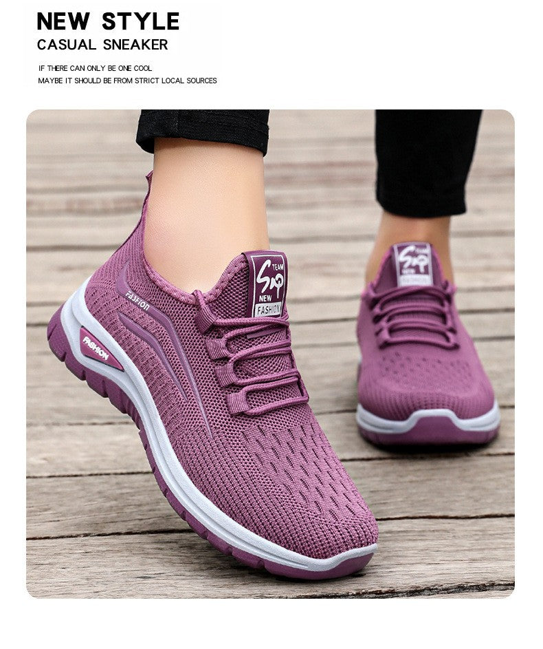 Autumn Women Casual Shoes Breathable Walking Mesh Lace Up Flat Shoes Sneakers Women Tenis Feminino Pink Zapatillas De Mujer