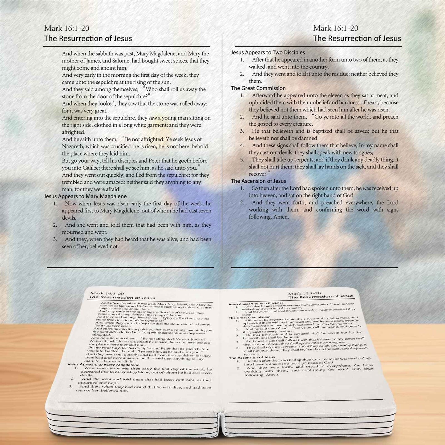 Mark 16 White Cutest Bible Memory Foam Pillow with Bible Throw Pillow Learn the valuable lesson Learn the valuable lesson