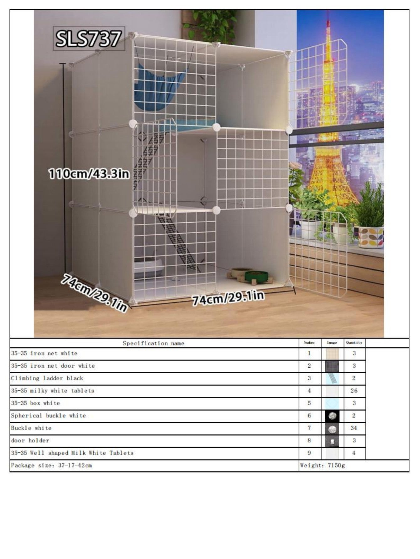Gaiola para Gatos para Uso Doméstico, Casa para Gatos Interna com Espaço Livre, Abrigo para Gatos, Ninho para Gatos, Gaiola para Pets, Vila para Gatos Pequenos de Três Andares