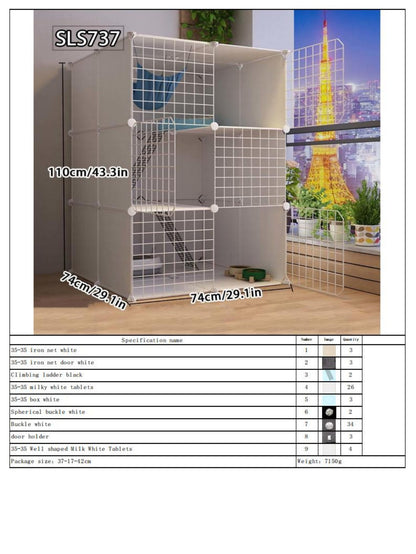 Gaiola para Gatos para Uso Doméstico, Casa para Gatos Interna com Espaço Livre, Abrigo para Gatos, Ninho para Gatos, Gaiola para Pets, Vila para Gatos Pequenos de Três Andares