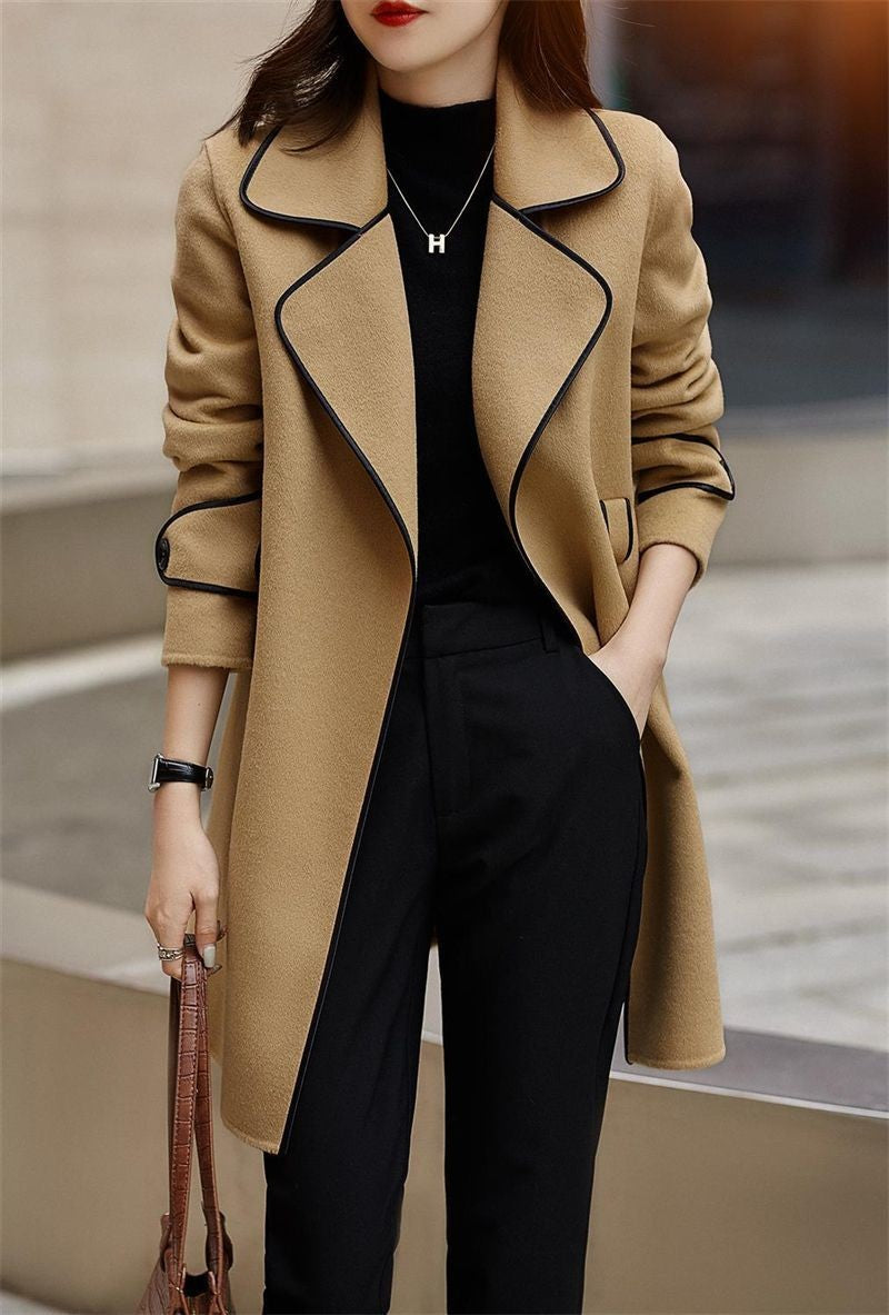 Women's Autumn Winter New Fashionable Style Loose Warm Wool Coat Mid-length