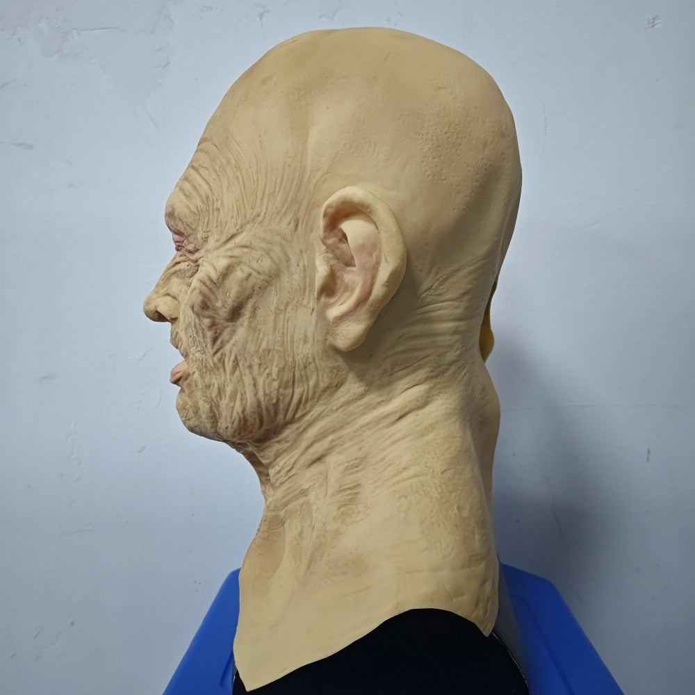 Old Man Latex Mask Bald Man Full Head Mask Halloween Cosplay Party Masquerade Props Realistic Wrinkle Old Man Head Cover