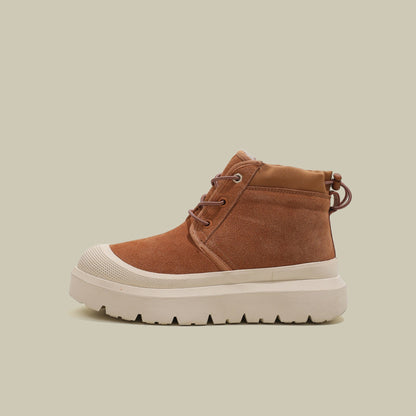 Fujin 4cm New Synthetic Suede Genuine Leather Spring Autumn Ankle Booties Chunky Sneakers High Brand Big Size Plush Women Shoes