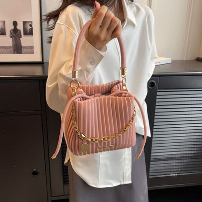 Trendy Pleated Design Crossbody Bag Stylish Chain Shoulder Bucket Bag Elegant Shoulder Purse Daily Use