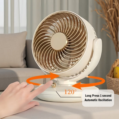 USB Plug in small Desktop Fan 6 inch Table fan 3 Speed 140° Manual Tilt and 120° Auto Oscillation For Home Office Bedroom