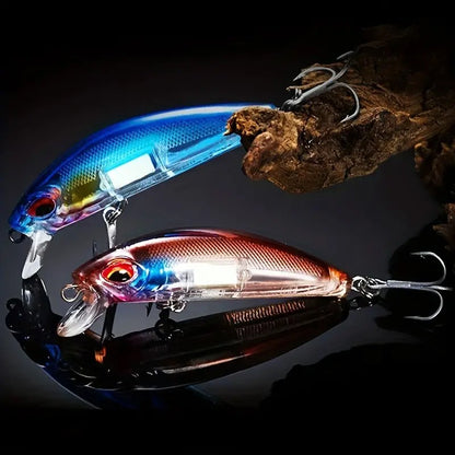 5 unidades de iscas de pesca Minnow Wobblers com olhos 3D, iscas duras artificiais que afundam para baixo, tucunaré, trolling, carpa, iscas para pesca