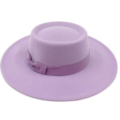 Chapéu Fedora unissex de inverno, superfície circular côncava e convexa, chapéu de jazz de feltro liso, elegante para homens e mulheres.