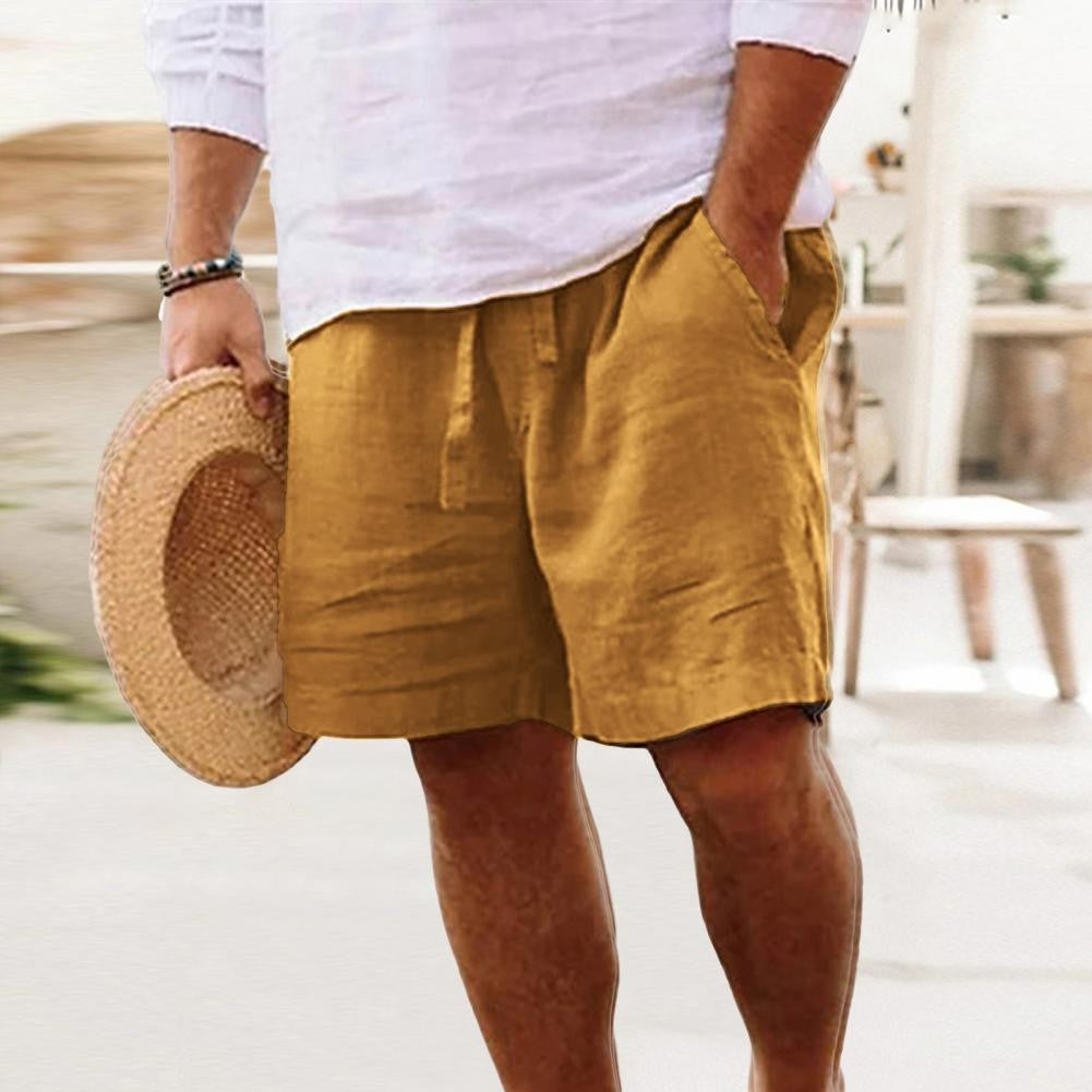 2024 New Men'S Cotton Linen Shorts Pants Male Summer Breathable Solid Color Linen Short Trousers Fitness Streetwear M-4xl