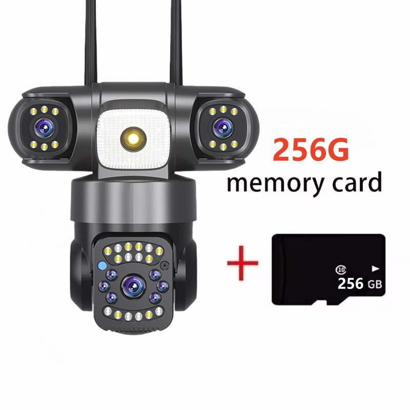 WiFi Solar Camera Three Lenses Outdoor 15MP 8K HD Low Power Battery IP Camera PIR Night Vision V380 Pro CCTV Security Protection