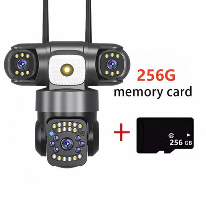 WiFi Solar Camera Three Lenses Outdoor 15MP 8K HD Low Power Battery IP Camera PIR Night Vision V380 Pro CCTV Security Protection