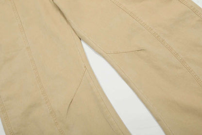 Calça Cargo Masculina de Verão, Nova, Cor Sólida, Lavada, com Corte em Curva, Calça Simples de Perna Larga, Solta, Masculina, Cleanfit, Parte de Baixo N6TY