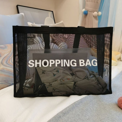 Mesh Shopping Bag Transparent Large Capacity One Shoulder Handbag Breathable Practical Durable Beach Travel Storage Bags