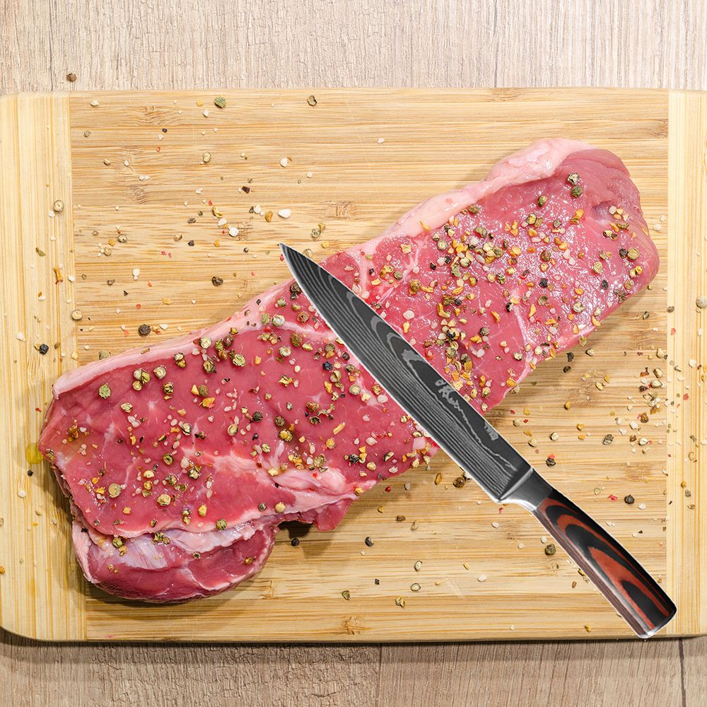 Conjunto de Facas de Chef 1-10 Peças Facas de Cozinha Padrão Damasco a Laser Faca Japonesa Santoku Afiada Cutelo Faca Utilitária para Fatiar