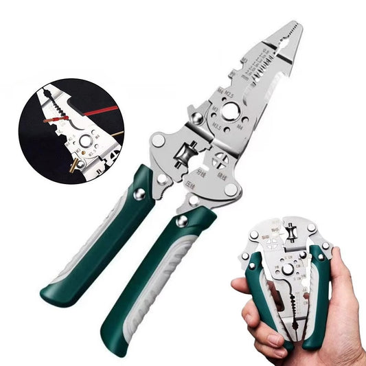 1Pcs Multifunctional Foldable Wire Stripper Crimper Cable Cutter Pliers Electrician Cable Cutting Wiring Pulling Stripping Tools