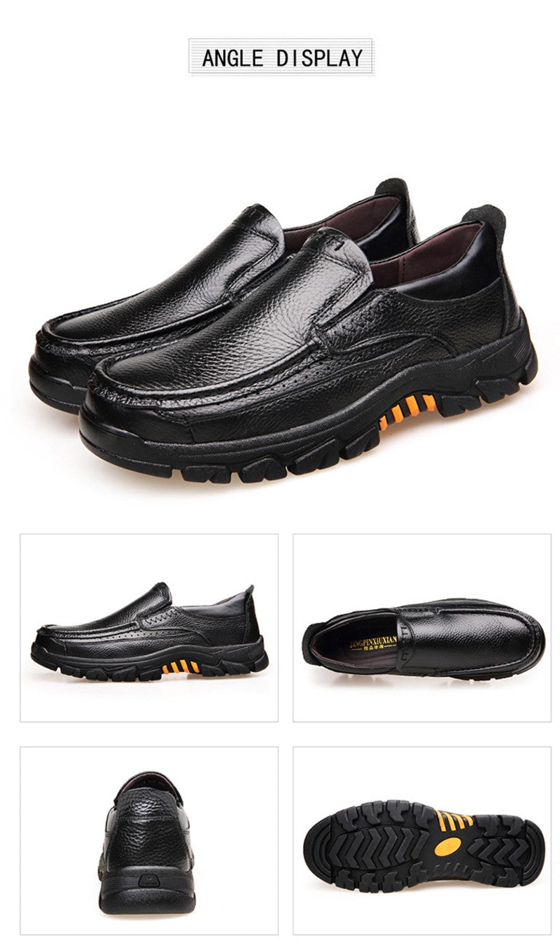 100% Genuine Leather Shoes Men Loafers Soft Cowhide Mens Casual Shoes Brand Male Footwear Black Brown Slip-on Thick Sole