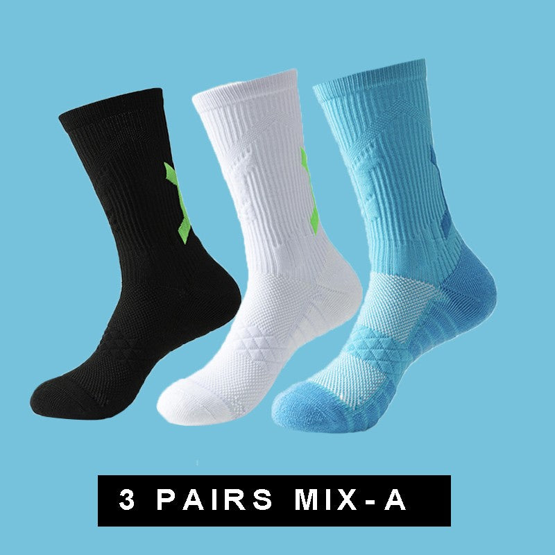 1/3 pairs professional men's basketball socks with thick towel bottom breathable sports socks men's long badminton socks