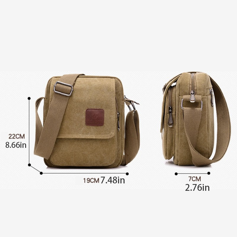 Casual crossbody bag, men's retro canvas crossbody bag, suitable for going out and daily commuting, shoulder bag