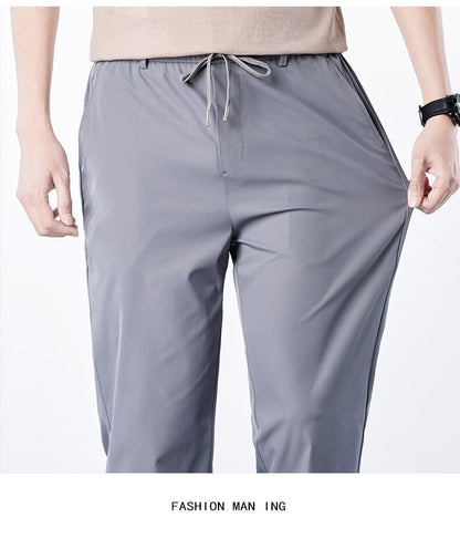Calça Masculina Casual de Verão Seda Gelo Calça com Elástico na Cintura Calça de Corrida Fresca Respirável 5GG