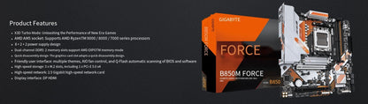 Placa-mãe GIGABYTE Nova B850M FORCE Soquete AM5 Para CPU Ryzen Série 9000 8000 7000 Dual Channel Micro ATX DDR5 SATA3 M.2