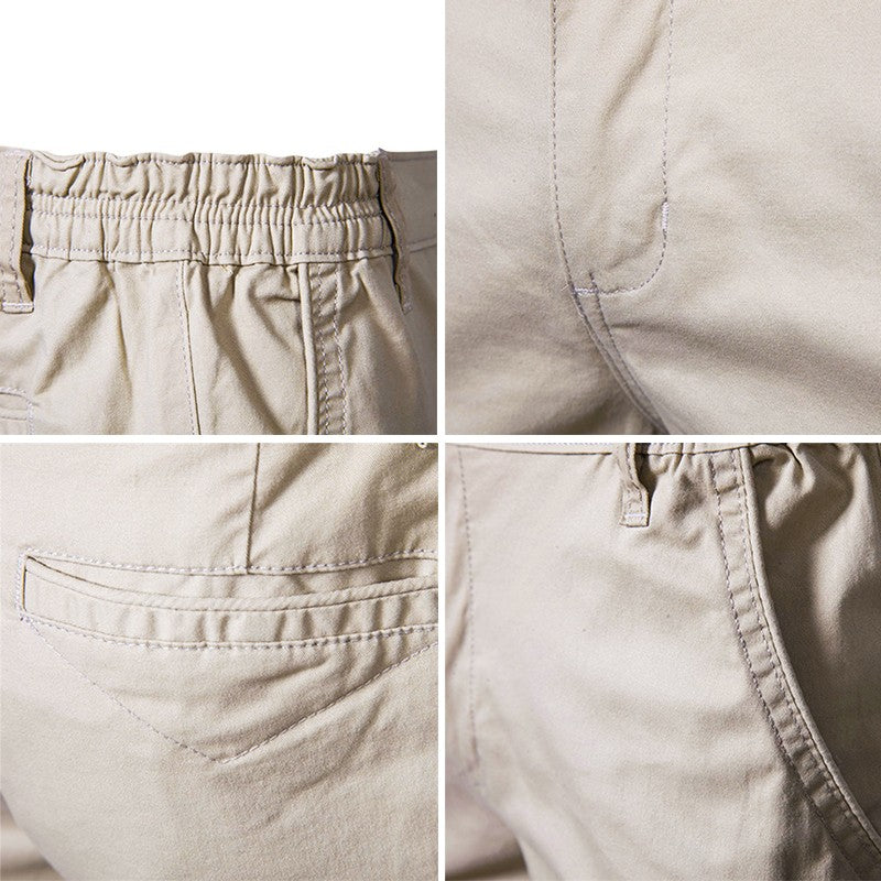Men Summer Soild Cotton Shorts For Man Casual Business Shorts Elastic Waist Sport Beach Shorts Gym Running Shorts Male Clothing