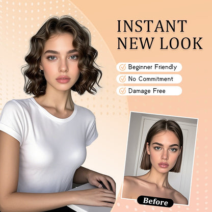 4 peças/conjunto Extensões de Cabelo Sintético Clip In Pedaços de Cabelo Curto Onda de Água Pedaços de Cabelo Macio Fofo Cacheado Peruca Acessórios de Cabelo da Moda A
