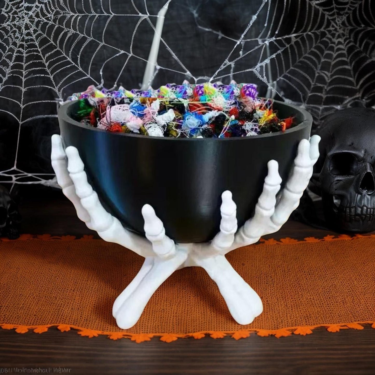 Tigela de Doces de Halloween Suporte de Armazenamento de Doces em Formato de Mão de Esqueleto Gótico Decorações Assustadoras de Halloween Organizador de Doces