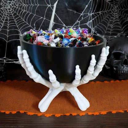 Tigela de Doces de Halloween Suporte de Armazenamento de Doces em Formato de Mão de Esqueleto Gótico Decorações Assustadoras de Halloween Organizador de Doces
