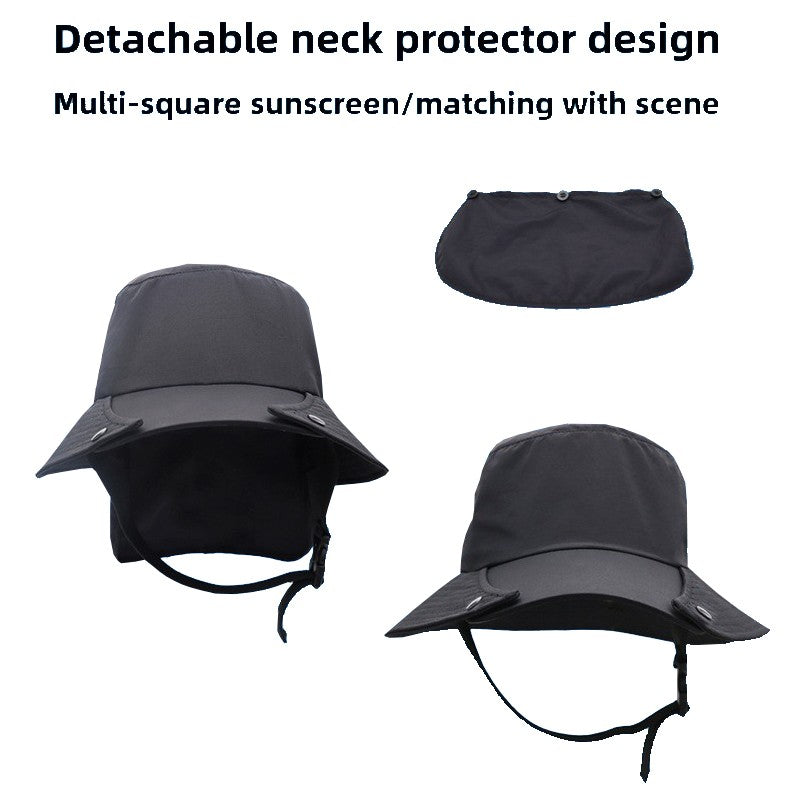 UPF50+ Men Surfing Hat Wide-brimmed Surf Cap Men Hat Breathable Brim Sunshade Quick-drying Beach Cool Cap Windproof Bucket Hat